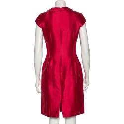 مملوكة مسبقًا Armani Collezioni Ruby Pink Cotton & Silk Pintuck Detail Sheath Dress M