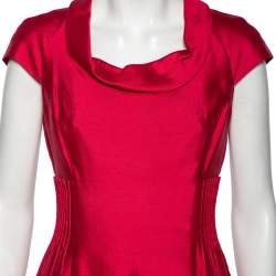 مملوكة مسبقًا Armani Collezioni Ruby Pink Cotton & Silk Pintuck Detail Sheath Dress M