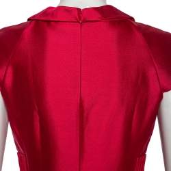 مملوكة مسبقًا Armani Collezioni Ruby Pink Cotton & Silk Pintuck Detail Sheath Dress M