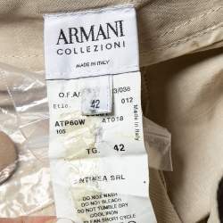 Pre Owned Armani Collezioni Beige Linen And Silk Wide Leg Trousers M