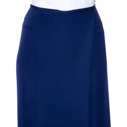 Pre Owned Armani Collezioni Blue Crepe Overlapped Pants M