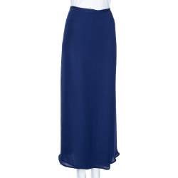 Pre Owned Armani Collezioni Blue Crepe Overlapped Pants M