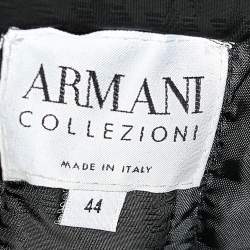 Armani Collezioni Black Synthetic Concealed Hood Detail Zip Front Jacket M
