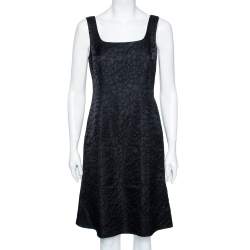 Armani Collezioni Black Jacquard Wool Sleeveless Dress & Button Front Jacket M