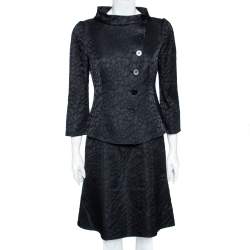 Armani Collezioni Black Jacquard Wool Sleeveless Dress & Button Front Jacket M