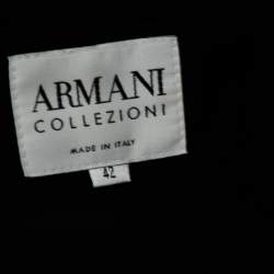 Armani Collezioni Black Jacquard Wool Sleeveless Dress & Button Front Jacket M
