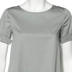 Pre Owned Armani Collezioni Light Green Cotton Shift Dress S