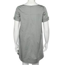 Pre Owned Armani Collezioni Light Green Cotton Shift Dress S