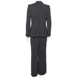Pre Owned Armani Collezioni Black Pin Striped Crepe Single Breasted Suit M 