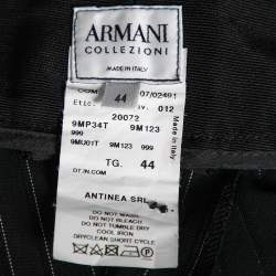 Pre Owned Armani Collezioni Black Pin Striped Crepe Single Breasted Suit M 