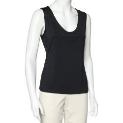 مملوكة مسبقًا Armani Collezioni Black Knit Sleeveless Top L