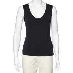 مملوكة مسبقًا Armani Collezioni Black Knit Sleeveless Top L