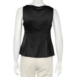 مملوكة مسبقًا Armani Collezioni Black Silk Satin Sleeveless Top M