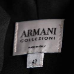 Pre Owned Armani Collezioni Black Acetate Back Embellished Side Slit Maxi Dress M