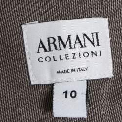Pre Owned Armani Collezioni Grey Wool Crepe Straight Leg Pants L