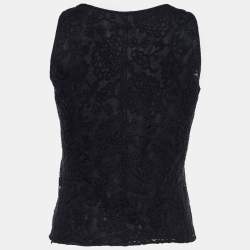 Pre Owned Armani Collezioni Black Lace Sleeveless Blouse S