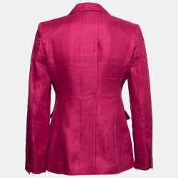 Pre Owned Armani Collezioni Fuchsia Linen Double Breasted Blazer S