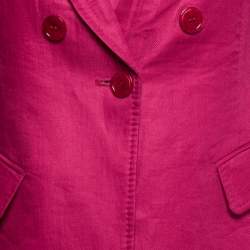 Pre Owned Armani Collezioni Fuchsia Linen Double Breasted Blazer S