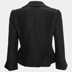 Pre Owned Armani Collezioni Black Crepe Appliqued Blazer M