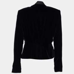 Pre Owned Armani Collezioni Black Velvet Jeweled Button Blazer M