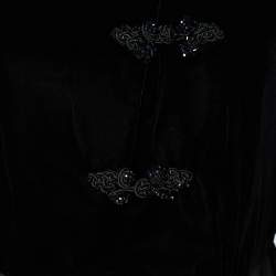 Pre Owned Armani Collezioni Black Velvet Jeweled Button Blazer M
