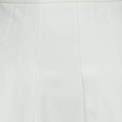 Pre Owned Armani Collezioni Cream Cotton Pleated Flared Midi Skirt L 