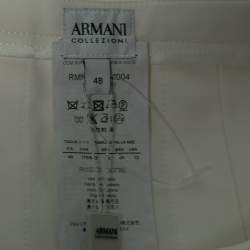 Pre Owned Armani Collezioni Cream Cotton Pleated Flared Midi Skirt L 