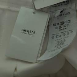 Pre Owned Armani Collezioni Cream Cotton Pleated Flared Midi Skirt L 