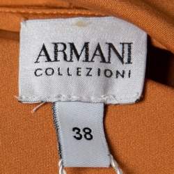 Pre Owned Armani Collezioni Orange Silk V-Neck Sleeveless Top S