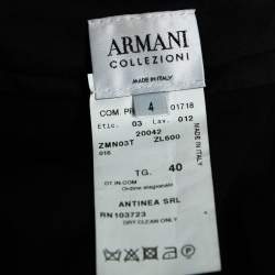 Armani Collezioni Black Monochrome Tweed Belted Skirt S
