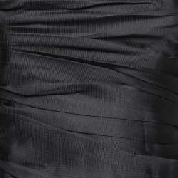 Pre Owned Armani Collezioni Black Textured Silk Gathered Camisole M
