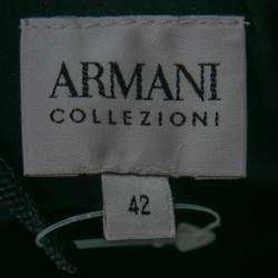 Pre Owned Armani Collezioni Black Textured Silk Gathered Camisole M