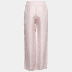 مملوكة مسبقًا Armani Collezioni Blush Pink Linen High Waisted Pants M