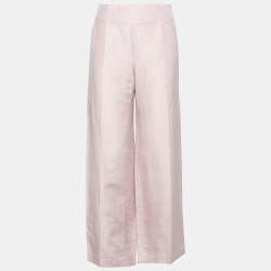 مملوكة مسبقًا Armani Collezioni Blush Pink Linen High Waisted Pants M