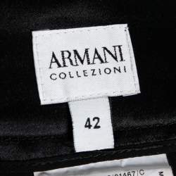 Pre Owned Armani Collezioni Black Velvet Knee-Length Skirt M