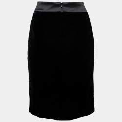 Pre Owned Armani Collezioni Black Velvet Knee-Length Skirt M