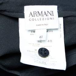 Pre Owned Armani Collezioni Black Silk Paneled Midi Skirt S