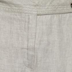 مملوكة مسبقًا Armani Collezioni Light Beige Linen Flared Trousers L Waist 35" 