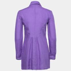 Armani Collezioni Purple Synthetic Pintuck Button Front Tunic S