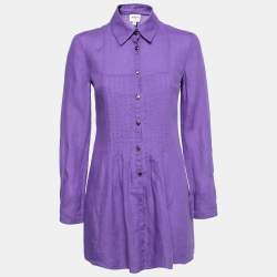 Armani Collezioni Purple Synthetic Pintuck Button Front Tunic S