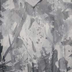 Pre Owned بلوزة أرماني كوليزوني حرير شفافة بطبعة رمادية مقاس متوسط - ميديم