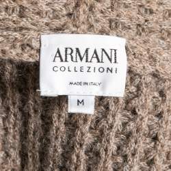 Armani Collezioni Light Brown Wool Shawl Collar Cardigan M