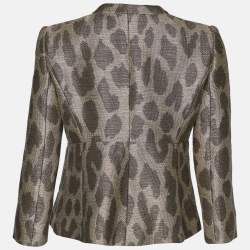 مملوكة مسبقًا Armani Collezioni Beige Animal Printed Textured cotton Blazer S
