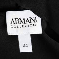 Pre Owned Armani Collezioni Black Silk Tie-Neck Blouse M