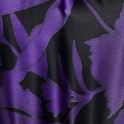 Pre Owned Armani Collezioni Purple & Black Floral Print Belted Dress S