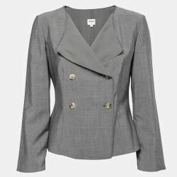 مملوكة مسب قًا Armani Collezioni Grey Wool Double Breasted Blazer M