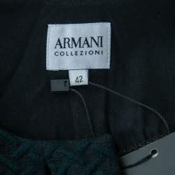 مملوكة مسبقًا Armani Collezioni Navy Blue Embossed Tie-Up Detail Blazer M