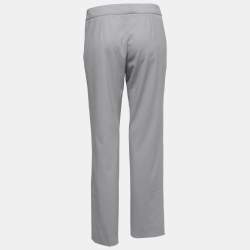 Armani Collezioni Pale Grey Stretch Wool Trousers S