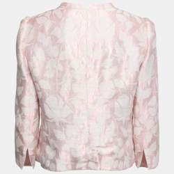 Pre Owned Armani Collezioni Pink Floral Jacquard Button Front Suit Jacket L