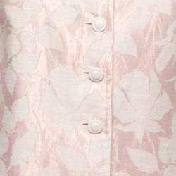 Pre Owned Armani Collezioni Pink Floral Jacquard Button Front Suit Jacket L